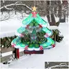 Juldekorationer Juldekorationer 3D Tree Metal Wind Spinner Rostfritt stål Chime Decoration 30cm/11.81 In Indoor Outdoo Dhodk