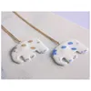 Pendant Necklaces Cartoon Elephant Ethinc Jewelry Blue And White Painted Porcelain Ceramic Necklace Animal Choker Accessory