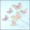 Outros eventos de festa de eventos Beleza roxa Butterfly Decor Decor Evening Wedding Decorate Baking Bolo Douding Plug in Unit 0 DHHKD