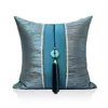 Kussen Lan Jingze Cover Blue Gery Decoratieve slaapkamer Sofa stoel Mofern Tassel drijfkussencase 45x45cm
