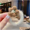 Hair Rubber Bands Hair Autumn And Winter New Style Milk Coffee Color Small Flower Headband Gentle High Beauty Fairy Circle S Dhgarden Dhfmj