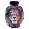 Men's Hoodies 2022 3D Printing Creative Casual Fashion Animal Wild Lion Hooded Sweatshirt For Teenagers And Children Large Size Wholesale