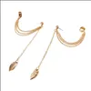 Charme Frauen Mädchen Charme Stilvolle Punk Rock Blatt Kette Quaste Baumeln Ohr Manschette Wrap Ohrring Sterling Und Golden Schmuck Tropfen Deli Dhgarden Dhed2