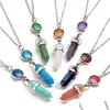 Colares pendentes coluna hexagonal de pedra natural pingente com escala de peixes colar de chakra de cristal charms sier cadeia co dhgarden dhewn