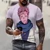Camisetas de camisetas masculinas combate com feitiço 3D T-shirt moda moda o-pescoço de luva curta masculino homem anime tshirt sport camise
