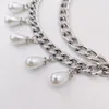 B￤lten Fashion Silver Chain Belt Kvinnlig midja Justerbar Tassel Metal Pearl For Women High Quality Easy Midjeband tunn rem