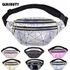 Midjesäckar holografiska kvinnor rosa silver fanny pack kvinnlig bältespåse svart geometriska packar laser brösttelefonpåse män 221124