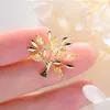 Brooches OKILY Fashion Cubic Zircon Tree Lapel Pin For Women Summer Ornament Lovely Three Color CZ Plant Collar Pins Daily Jewelry