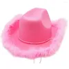 Berets cowgirl hoeden verlichten roze tiara westerse stijl voor vrouwen meisje gerolde fedora caps veer rand strand cowboy hoed pailletten feest g1l7