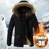 Herr ner 7xl 8xl vinterjacka män parka tjock varm päls fleece bomullsjackor man vindtät puffer kappa man