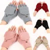 Gants à rabat tricotés sans doigts unisexe, gants chauds d'hiver pour écran tactile, pour hommes et femmes, mitaines à doigts exposés