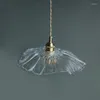 Pendant Lamps Nordic Japanese LED Glass Light Brass Bar Aisle Corridor Porch Balcony Decorative Flower Shape Hanging Lamp