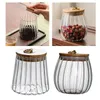 Garrafas de armazenamento Jar Handel Golden Golden Glass Transparent Milk Vertical Lines Para Restaurante Viagem para Larão de Comida em casa Cafe