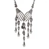 Pendant Necklaces Gothic Multilayer Skull Bone Choker Statement Bib Collar Necklace Jewelry Party Dropship