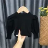 Kardigan Baby Toddler Teenage Girls Sweters Tops Sprężyna jesień długi puff rękawy Sweter dla dzieci dla dziewczynki Ubrania 221125