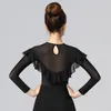 Stage Wear Latin Dance Tops For Women Lady Sexy Slim Long Sleeve Practice Shirt Standard Ballroom Samba Clothing DL6338