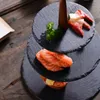 Ustensiles de cuisson Art Retro Black Slate Sushi Plate Moderne Multicouche Rock Dessert Plateau Après-midi Thé Table Trois couches Gâteau Stand