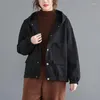 Trenchs de femmes 2022 hiver couleur unie veste à capuche femme ample rétro poche simple boutonnage décontracté plus velours épais vintage