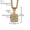 Pendant Necklaces Bling Cubic Ziconia Dice Cube A-Z Initial Letter Necklace For Women And Men Hip Hop Golden Color Chains Jewelry Gift