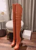 Fashion Frosted Leather Over the Knee Boots 14cm Super High Heel Long Tube Stretch FallWinter Waterproof Platform Womens Size 352398419
