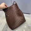 bolso de diseñador Tote de cuero real tejido hecho a mano bolsos de hombro de piel de vaca bolsos y bolsos grandes de diseñador para mujer bolso compuesto con nudo