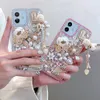 Luxury Bling 3D Rhinestone Case na iPhone 15 14 Pro Max 13 12 11 XR XS X 8 7 6 Plus Soft TPU Shinny Diamond Flower Love Heart Crystal Phone Pokrywa Modna Skóra Skóra