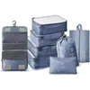 Depolama Çantaları Seyahat Organizatörü 8 PCS Bagaj Bavul Su Geçirmez Yıkama Çanta Giysileri Gardırop Çantası