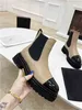 2022 Designer Channel Bottes Chaussures Nude Noir Bout Pointu Mi Talon Long Bottes Courtes Chaussures mmK