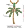 Pendant Necklaces Simple Fashion Jewelry Inlaid Zircon Coconut Tree Copper 18K Gold Hip Hop Necklace Nightclub Friend Gift