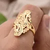 Cluster Rings Ring Dubai 7-8 For Women/Girl Gold Color Arab Folk-custom Metal Jewelry Middle Eastern Bijoux Africains