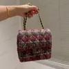 CC Cross Vücut Kadınlar Mini Renkli Yünlü Yünlü Flep Torbalar Yeşil Deri Zincir Vintage Donanım Çanta Tasçısı Tasarımcısı Trend Taşlı Crossbody Cüzdanlar Handba