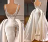 Vestido de noiva feminino de sereia glamourosa com colher de trem destac￡vel com mi￧angas de noiva Split GOWNS MADE