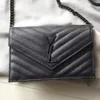 Designer Bag Hand Shoulder Brand Y Seam Luxury Leather Women's Metal Chain Large Capacity Multi purpose Black Clam Shell168