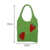 Evening Bags Korean Knitted Women Shoulder Summer Strawberry Hollow Crochet Shopping Bag For Storage Handmade Tote