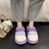 Slippers Gradient Baotou Womens Winter Outer Wear Plus Velvet Cotton Mopping Floor Warm Artificial Fur Zapatos Mujer 221124