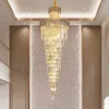 Chandeliers Modern Crystal LED Chandelier For Staircase Luxury Top Smoky Gray Cristal Lighting Fixtures Large Home Indoor Long Hanging Lamps