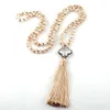 Pendant Necklaces Fashion Bohemian Tribal Jewelry Glass Crystal Long Knotted Dia Plum Blossom Link Tassel