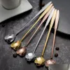 Spoons Long Handle Flower Heart Spoons Stainless Steel Cocktail Stirring Ice Cream Coffee Spoon Home Bar Flatware Tools Drop Deliver Dhhqx