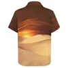 Freizeithemden für Herren, Desert Sun Shirt, Herrenlandschaft, Sonnenuntergang, Düne, Hawaii, Harajuku, Blusen, kurze Ärmel, Übergröße