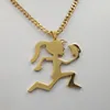 Colares pendentes Gold revestido de ouro grande 2 polegadas Hatchetman Mulheres de aço inoxidável ICP Juggalette Charm Chain Chain 18-30