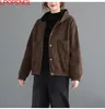 Trenchs de femmes 2022 hiver couleur unie veste à capuche femme ample rétro poche simple boutonnage décontracté plus velours épais vintage