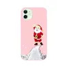 Capas de TPU macias de Natal para iPhone 15 14 Plus Pro Max 13 12 11 XS MAX XR X 8 7 6 14Plus Feliz Natal Presente Papai Noel Chapéu Árvore Neve Boneco de neve fofo adorável vermelho rosa gel capa de telefone