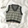 Женские свитера JMPRS Vest Women Sweater Fashion Fashion вязаный Argyle Harajuku