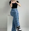 Женские джинсы Женщины модельер -дизайнерские повседневные штаны с прямыми штанами широкие брюки 999