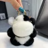 Keychains Real Cow Keyring Fluffy Ball Pompom Keychain Furry Bag Charm Pendant Gift 5 Colors