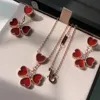 Collane di design a trifoglio di marchi di lusso in oro 18k per donne amano il cuore rosso van vittino bianco Madre di Pearl Necaklce Orecchini braccialetti gioielli