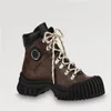 2023 Lüks Ruby Düz Ranger Ayak Bileği Botları Kadın Deri Damya Tıknaz Hafif Kauçuk Dış Tablo Düz Saborlar Günlük Ayakkabılar Kutu ile