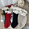 Kids Socks Winter Autumn Baby Girls Knee High Lace Ruffle Long Sock Cotton Toddlers Princess Christma Socken For 05Years 221125