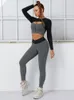 Aktiva upps￤ttningar tr￤ning yoga set kvinnor l￥ng￤rmad gr￶da toppar utomhus cykling som k￶r leggings sport kostym fitness flicka sportkl￤der