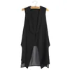 Kvinnors v￤star 2022 Fashion Plus Size M-5XL Kvinnor Solid Chiffon Vest Elegant Office Lady Oregelbundet Coat Outwear Summer ￤rml￶s jacka